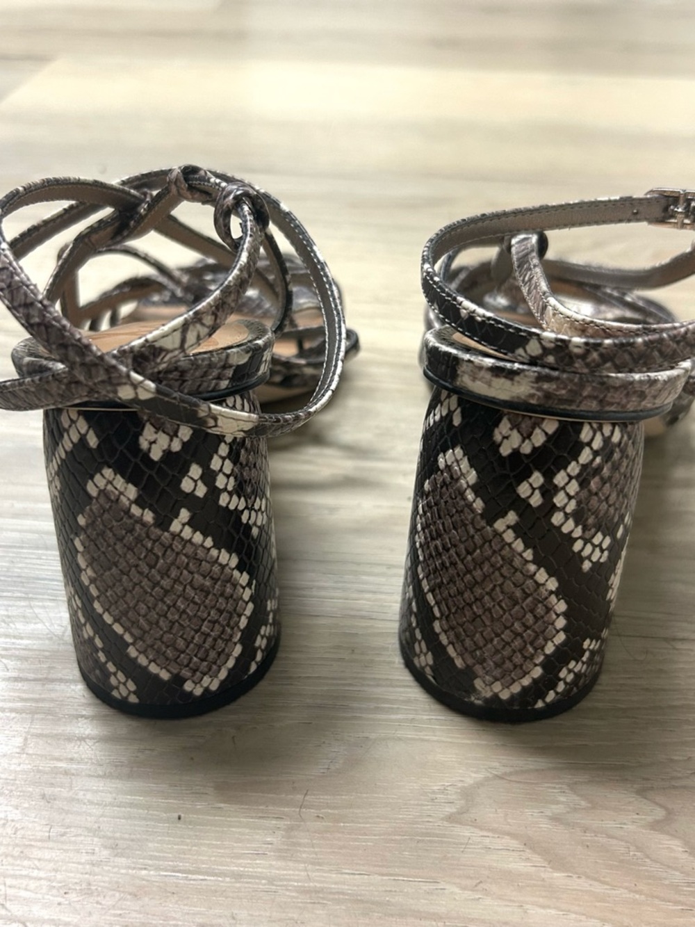 Sam Edelman Sandals Daffodil Snakeskin Stappy Heels Women Sz 9.5M Trendy Modern - Picture 6 of 13